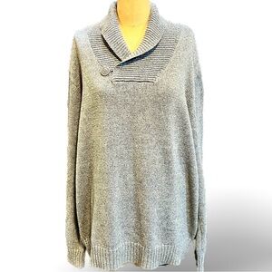 GAP new 100% cotton marled Heather gray‎ knit sweater shawl Henley collar XXL